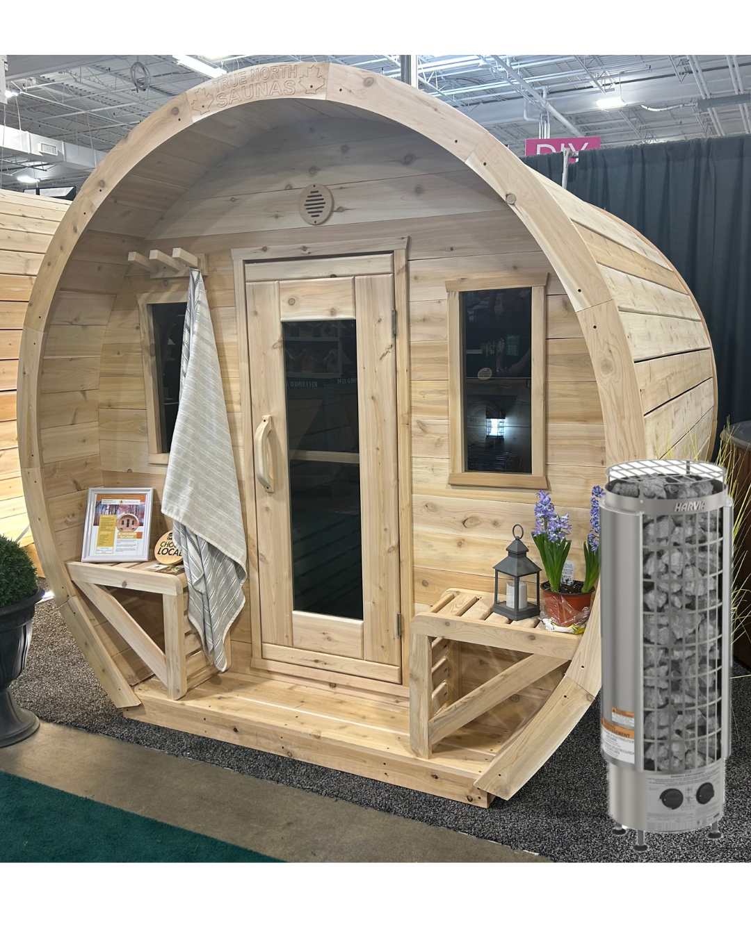 White Cedar 8' Schooner with porch and Electric heater combo